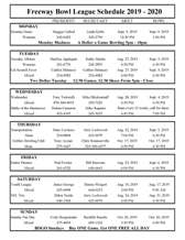 Freeway Bowl League Schedule
